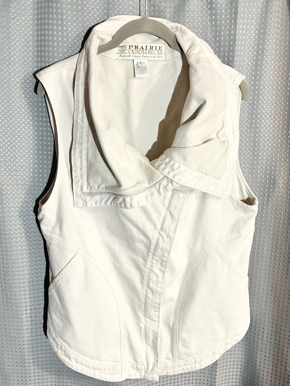 Prairie Underground Women's Sleeveless Utility Vest Sz L Funnel Collar Full Zip
